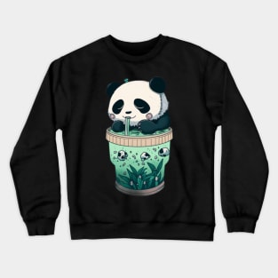 Panda Drinking Tea Crewneck Sweatshirt